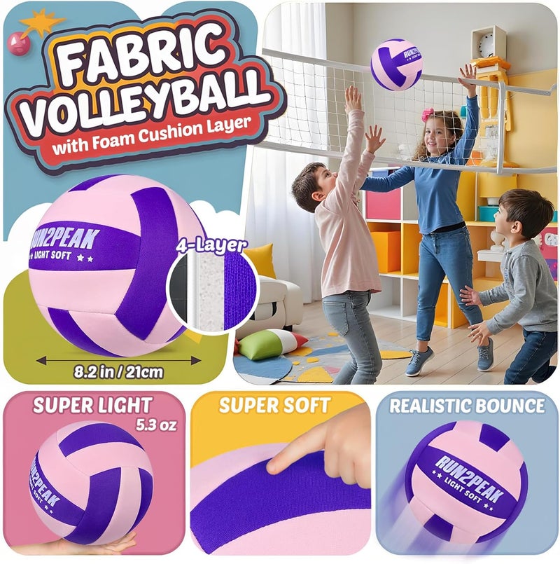 RUN2PEAK Super Soft Light Volleyball - Safe and Quiet Fabric Volleyball Ball for Indoor Play - Official Size 5 Kids Youth Beginners Lightweight Volleyballs Trainer for House Yard Training Practice - Image 2